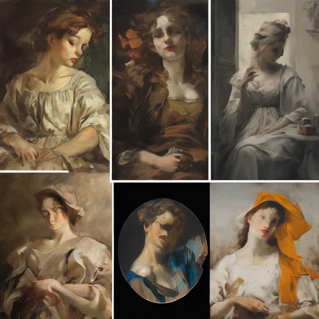 Αναλύσεις έργων τέχνης και τεχνικών δημιουργίας, πορτρέτα και ζωγραφικά έργα σε ελαιογραφία και ακουαρέλα, με έμφαση στην εσωτερική και εξωτερική έκφραση.